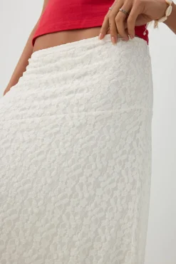 Asymmetrical Lace Midi Skirt