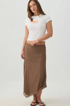 Asymmetrical Lace Midi Skirt