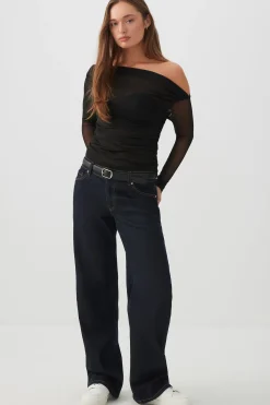 Asymmetrical Ruched Mesh top