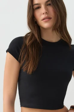 Basic Crop Cap Sleeve T-Shirt