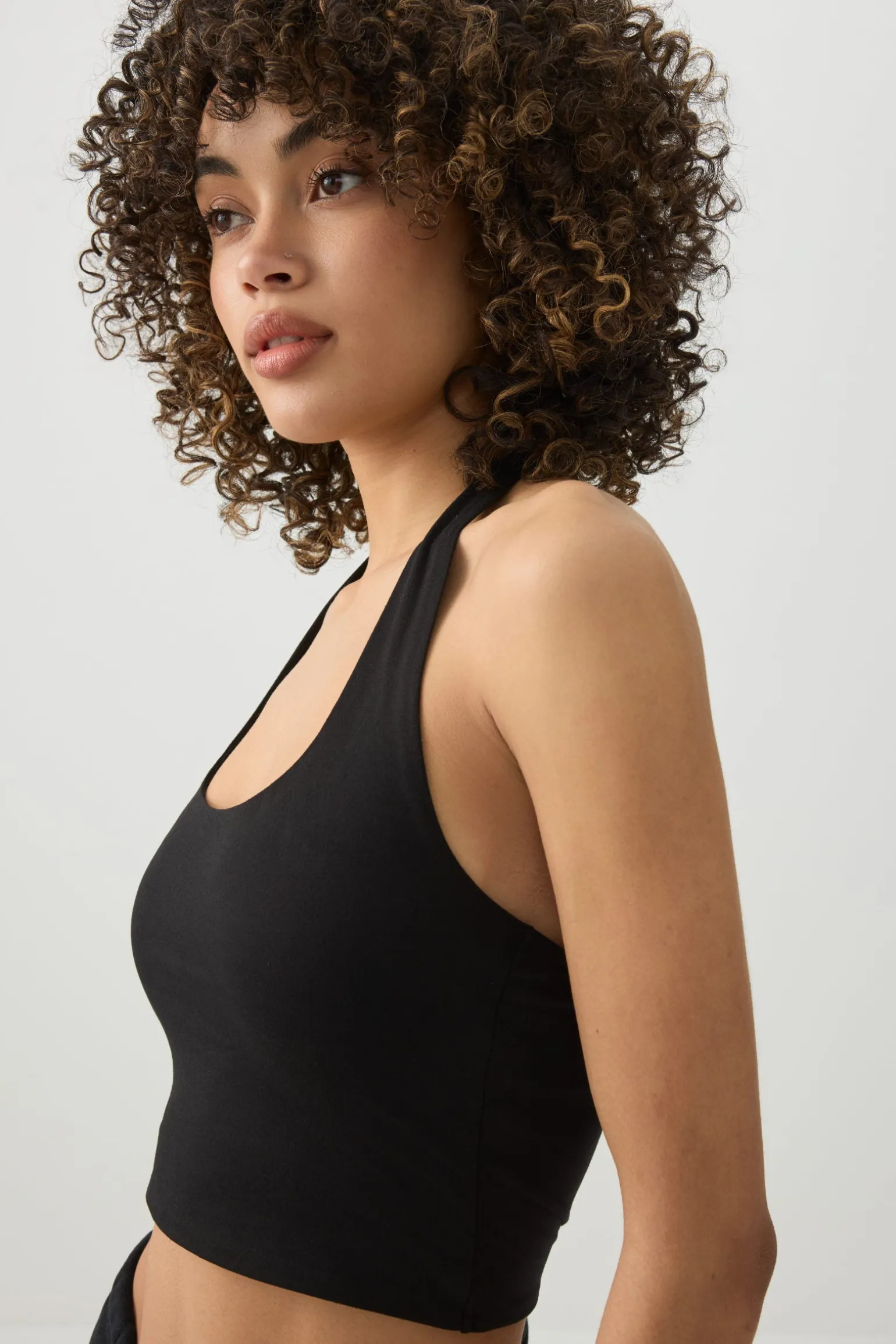 Basic Crop Halter Tank Top