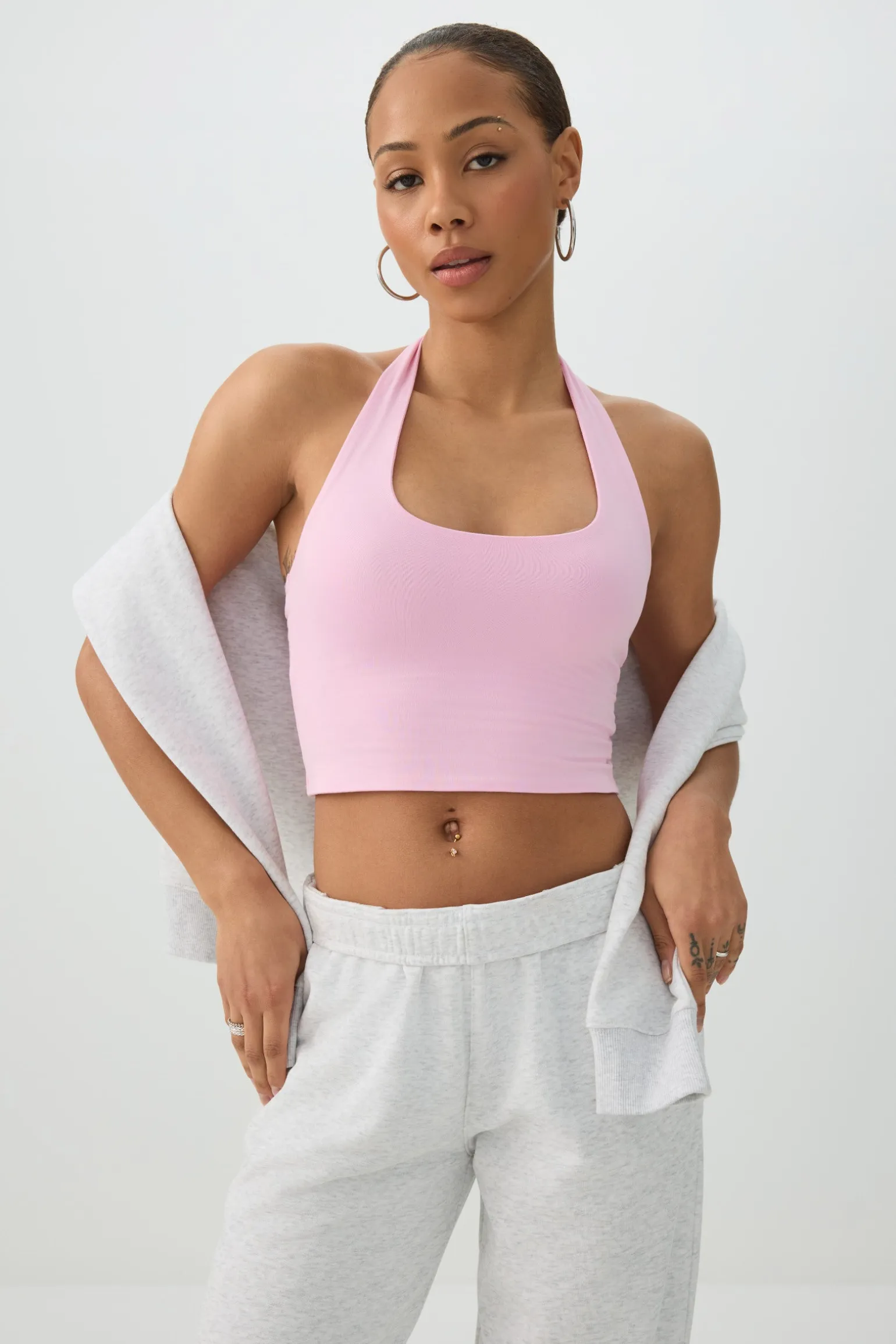Basic Crop Halter Tank Top