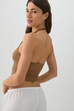 Basic Crop Halter Tank Top