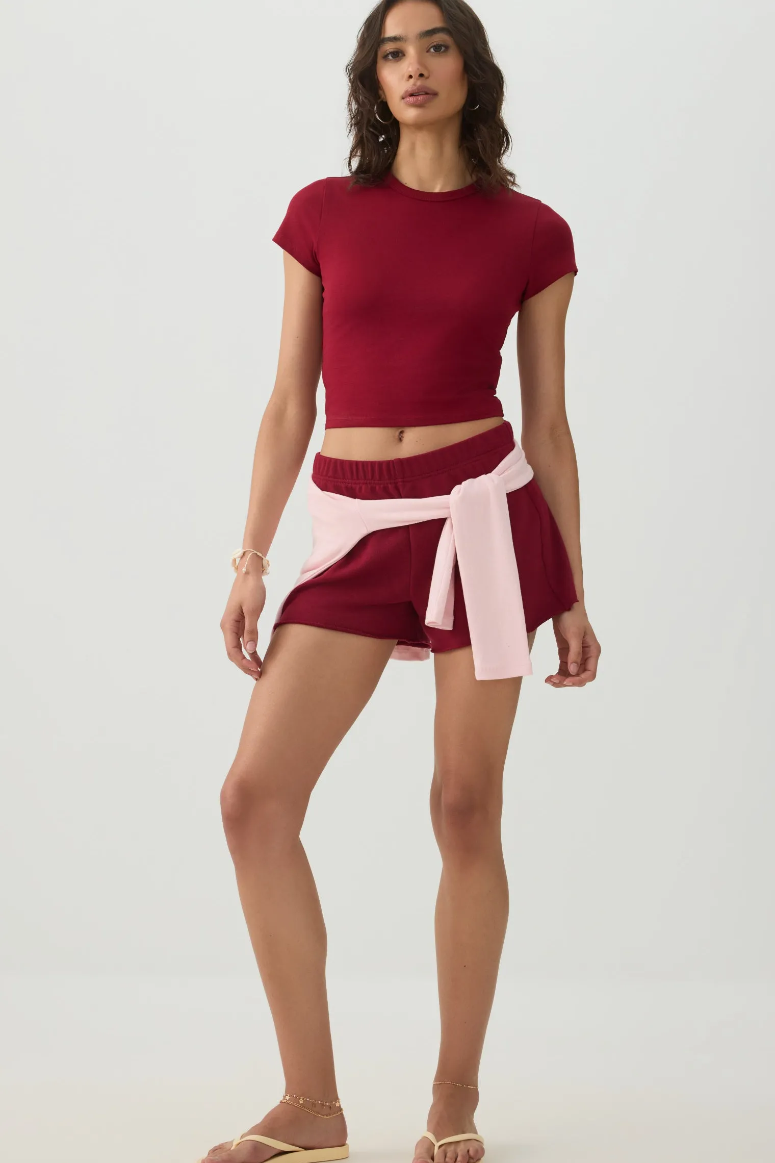 Basic Cropped Crew Neck T Shirt