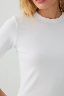 Basic Cropped Rib Crew T-Shirt