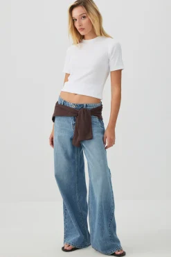 Basic Cropped Rib Crew T-Shirt