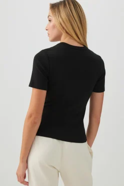 Basic Cropped Rib Crew T-Shirt