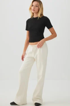 Basic Cropped Rib Crew T-Shirt