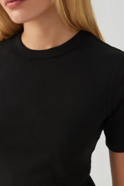 Basic Cropped Rib Crew T-Shirt