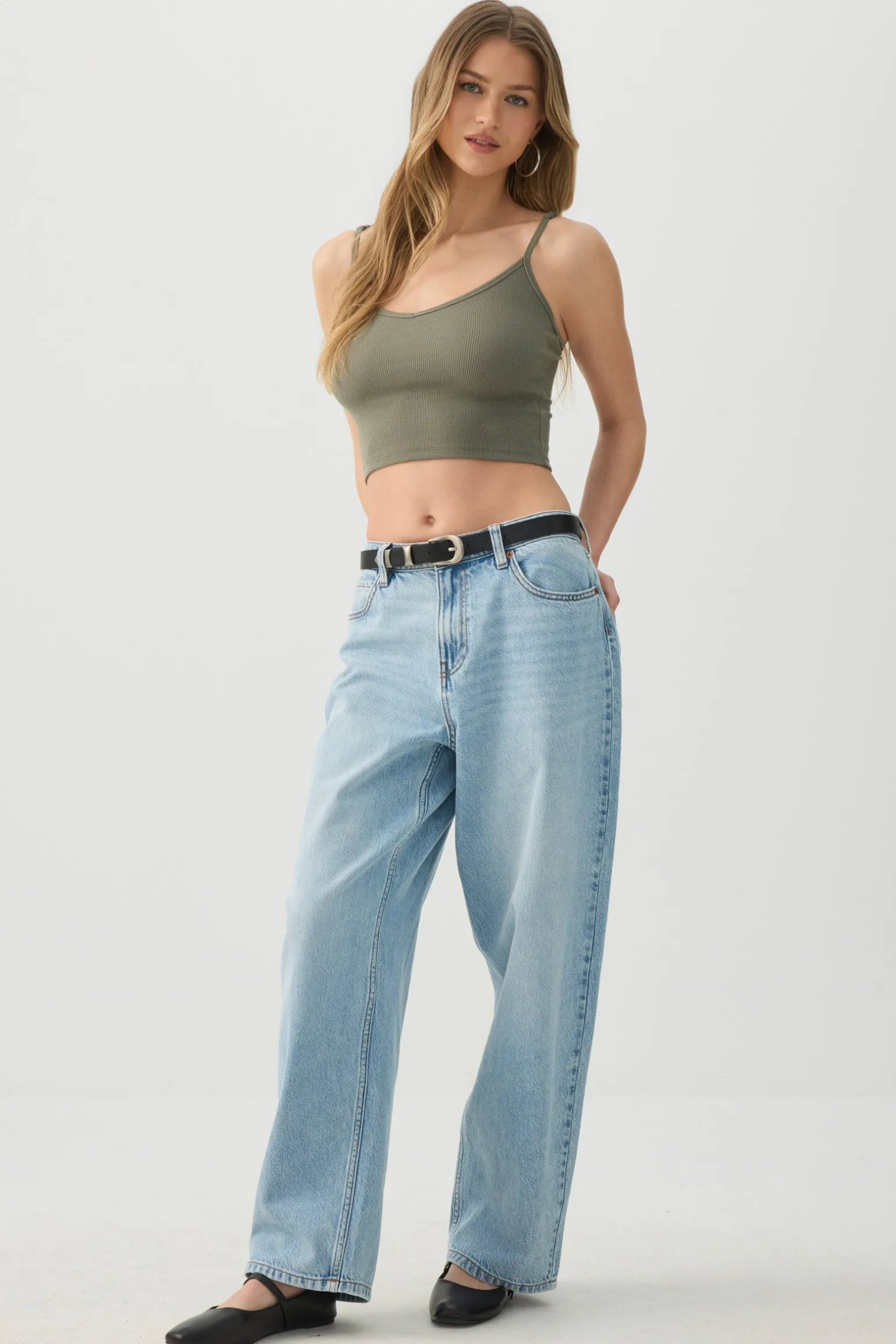 Basic Crop Tank Top with Adjustable Straps