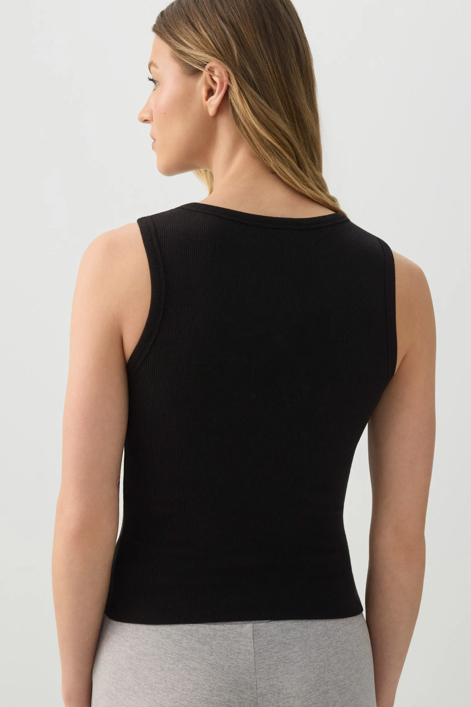 Basic Rib High Neck Tank Top