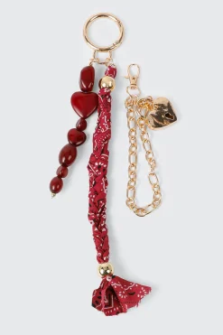 Beaded Heart Charm Keychain