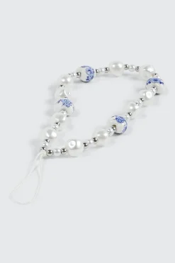 Beaded Phone Charm with Pearls