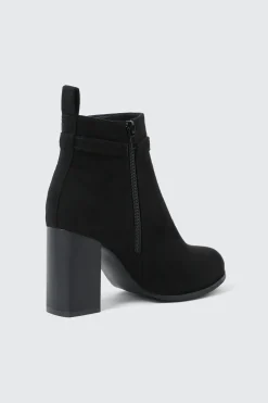 Block Heel Ankle Boots with Buckle Detail