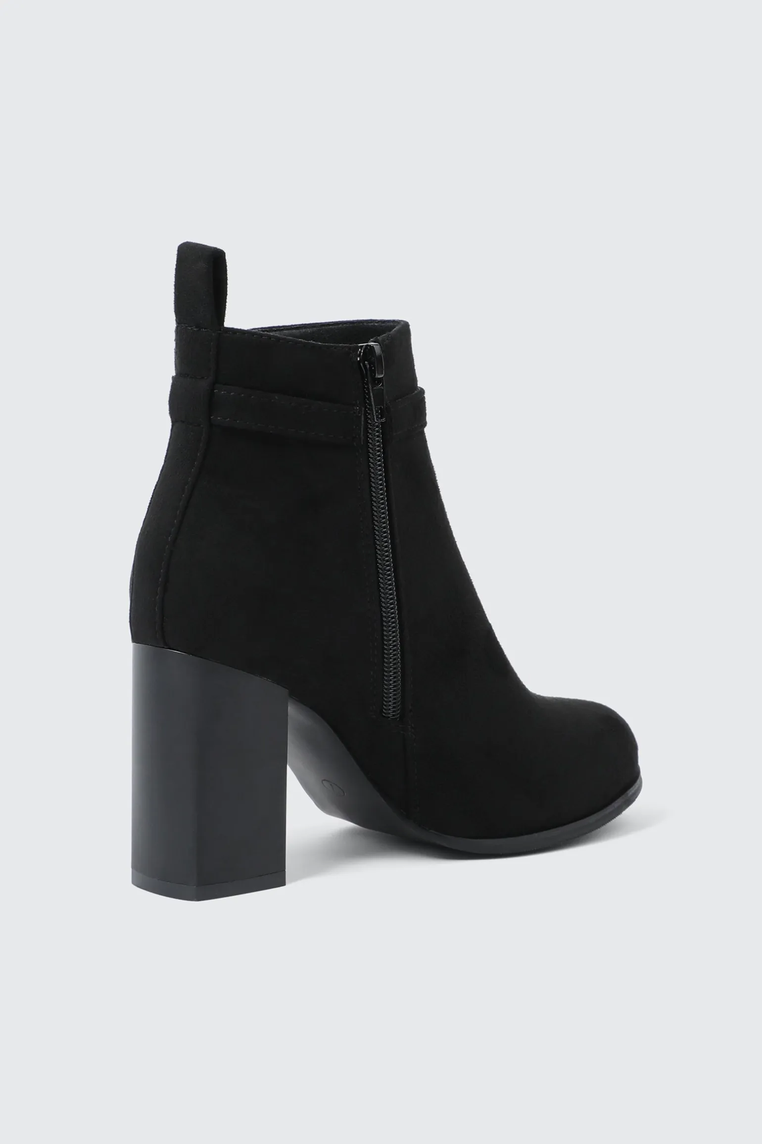 Block Heel Ankle Boots with Buckle Detail