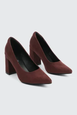 Block Heel Faux Suede Pumps