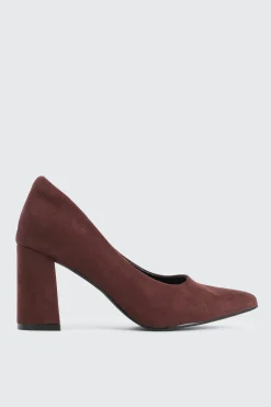 Block Heel Faux Suede Pumps