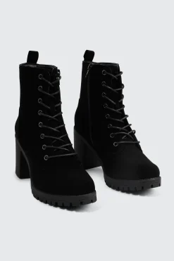 Block Heel Lace Up Booties