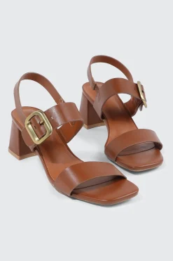Block Heel Sandals with Buckle Strap