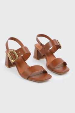 Block Heel Sandals with Buckle Strap