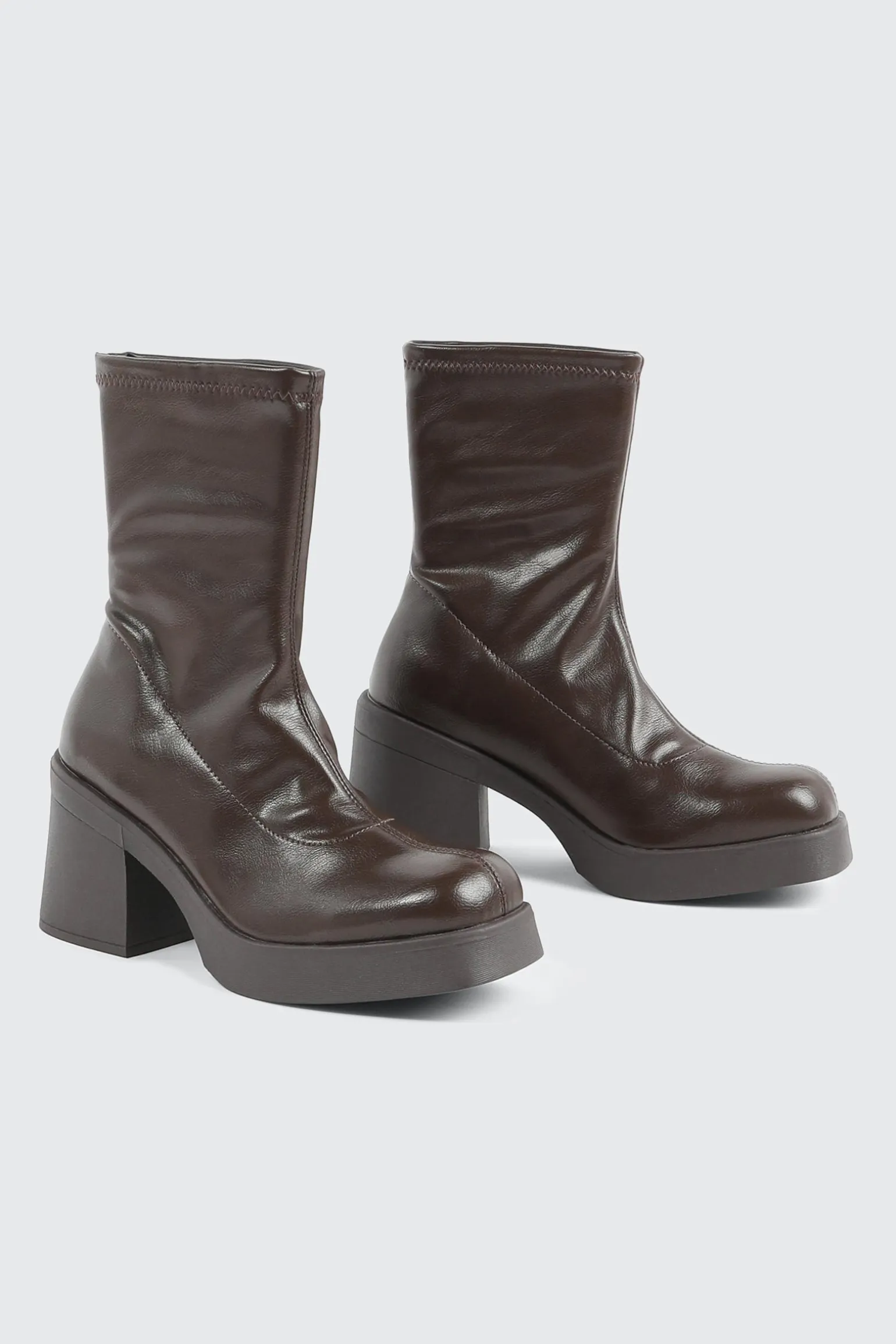 Block Mid Calf Boots
