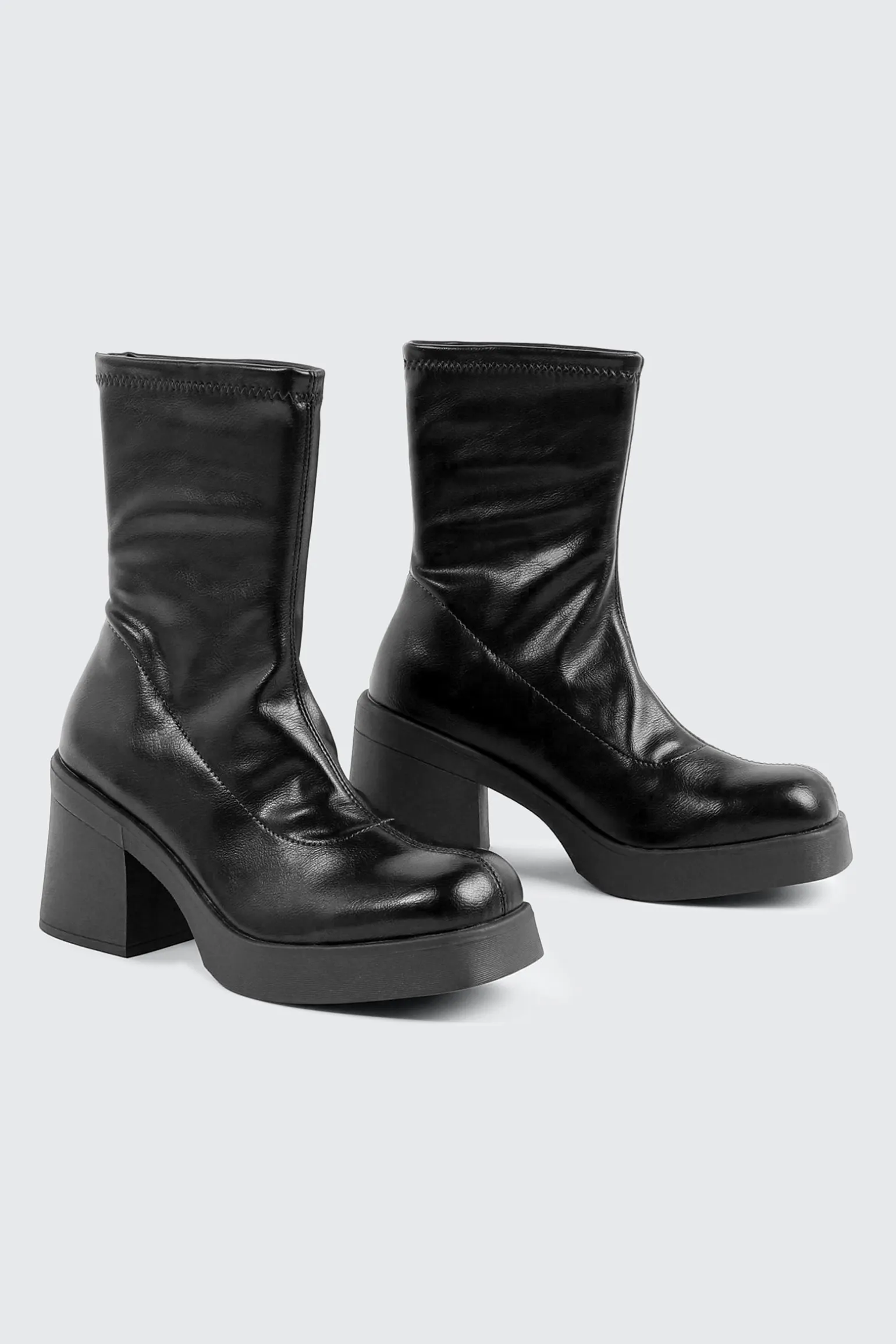 Block Mid Calf Boots