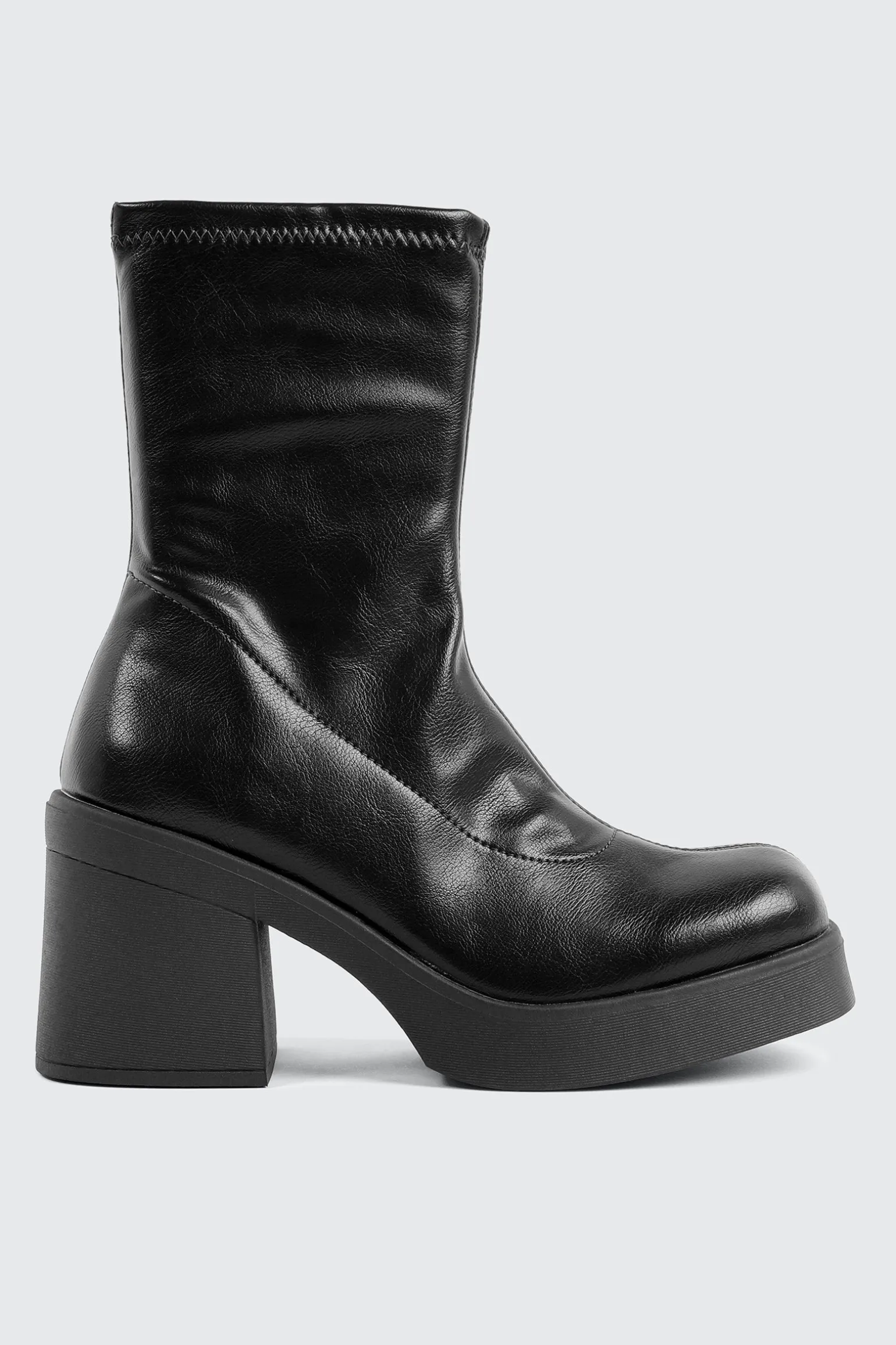 Block Mid Calf Boots