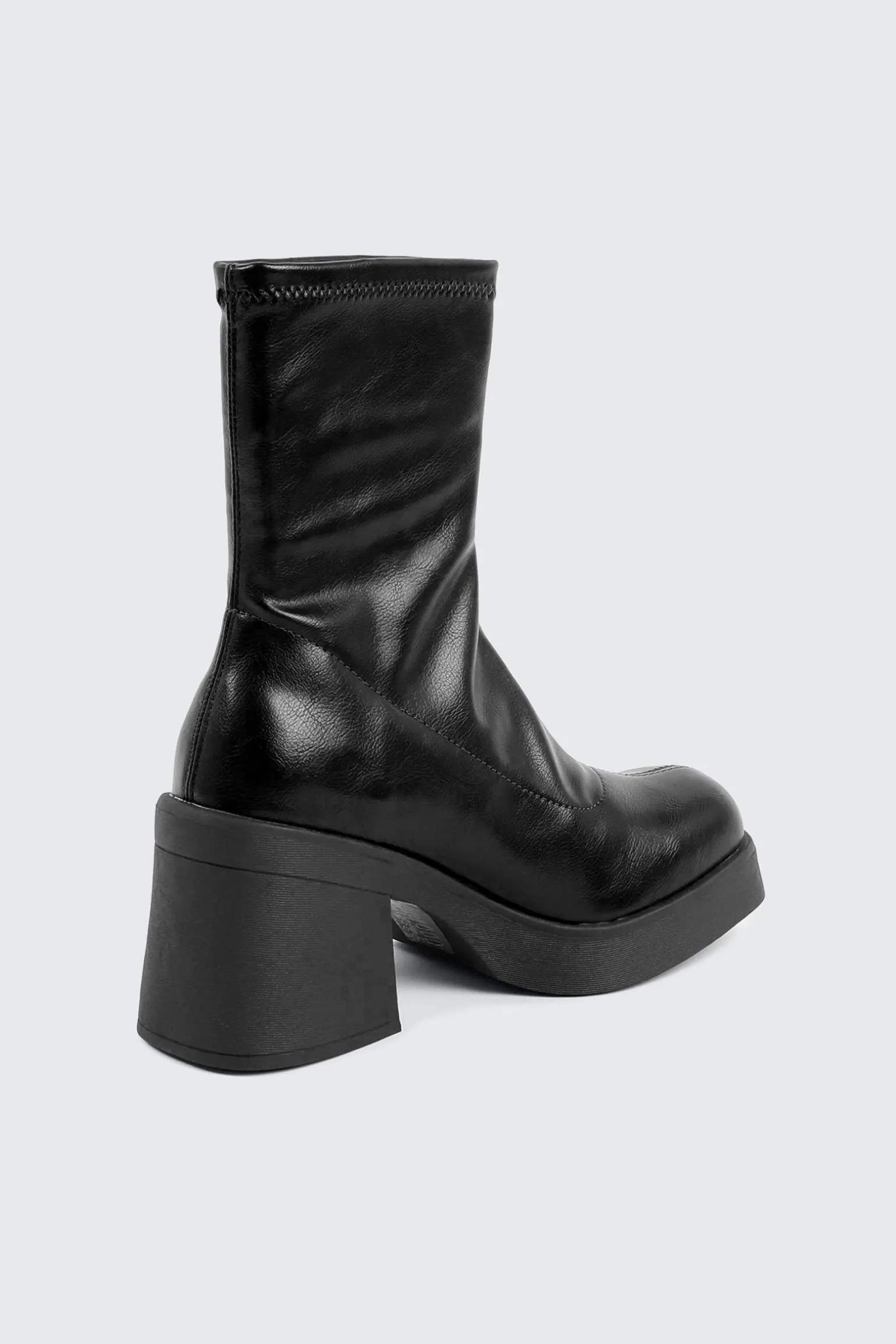 Block Mid Calf Boots