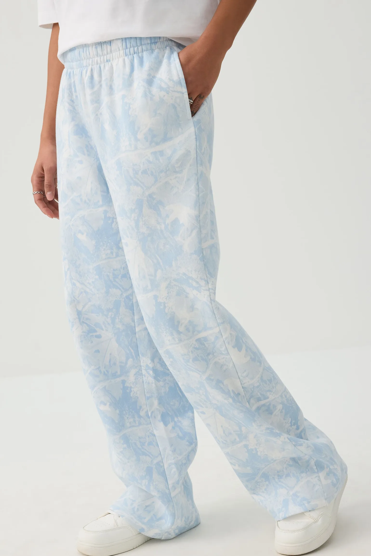 Blue Camo Wide Leg Sweatpants