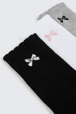 Bow Embroidery Crew Socks