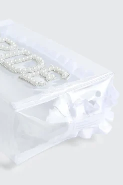 Bridal Cosmetic Bag with Pearl & Rhinestones