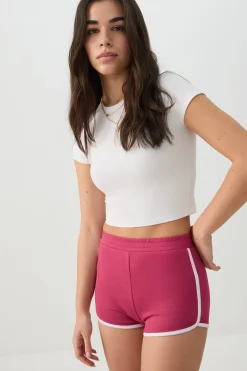 Brushed Knit Contrast Trim Shorts