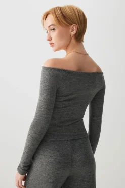 Brushed Knit Off Shoulder Top
