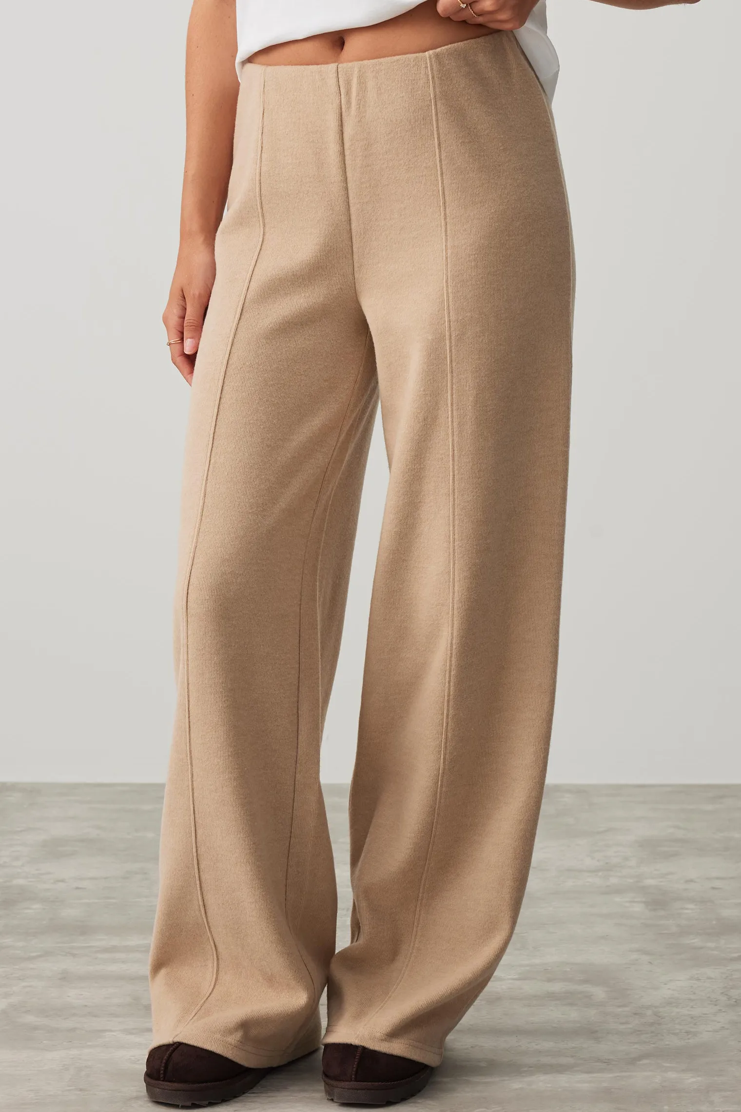 Brushed Knit Wide Leg Pants