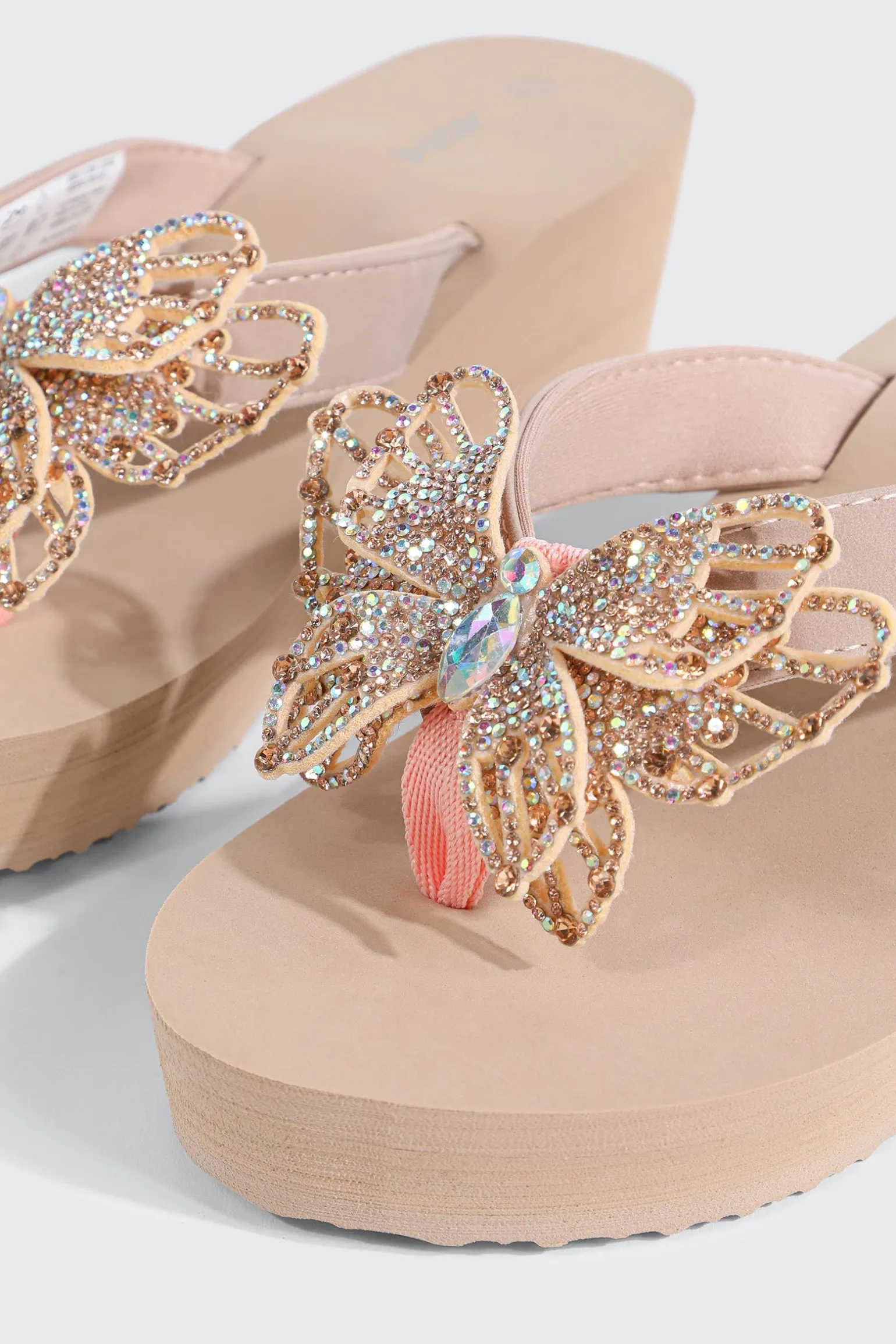 Butterfly Wedge Flip Flops