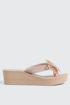 Butterfly Wedge Flip Flops