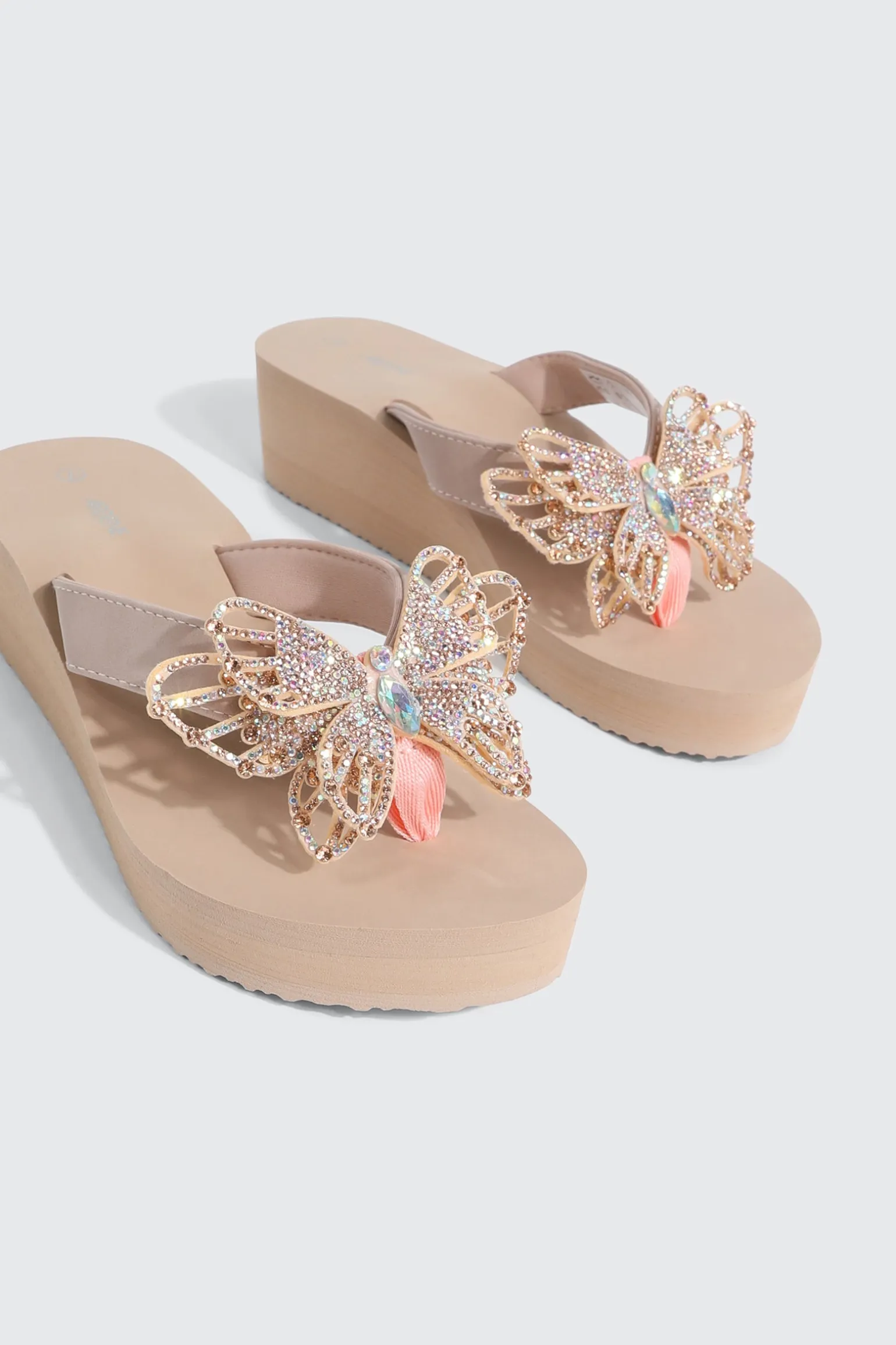 Butterfly Wedge Flip Flops