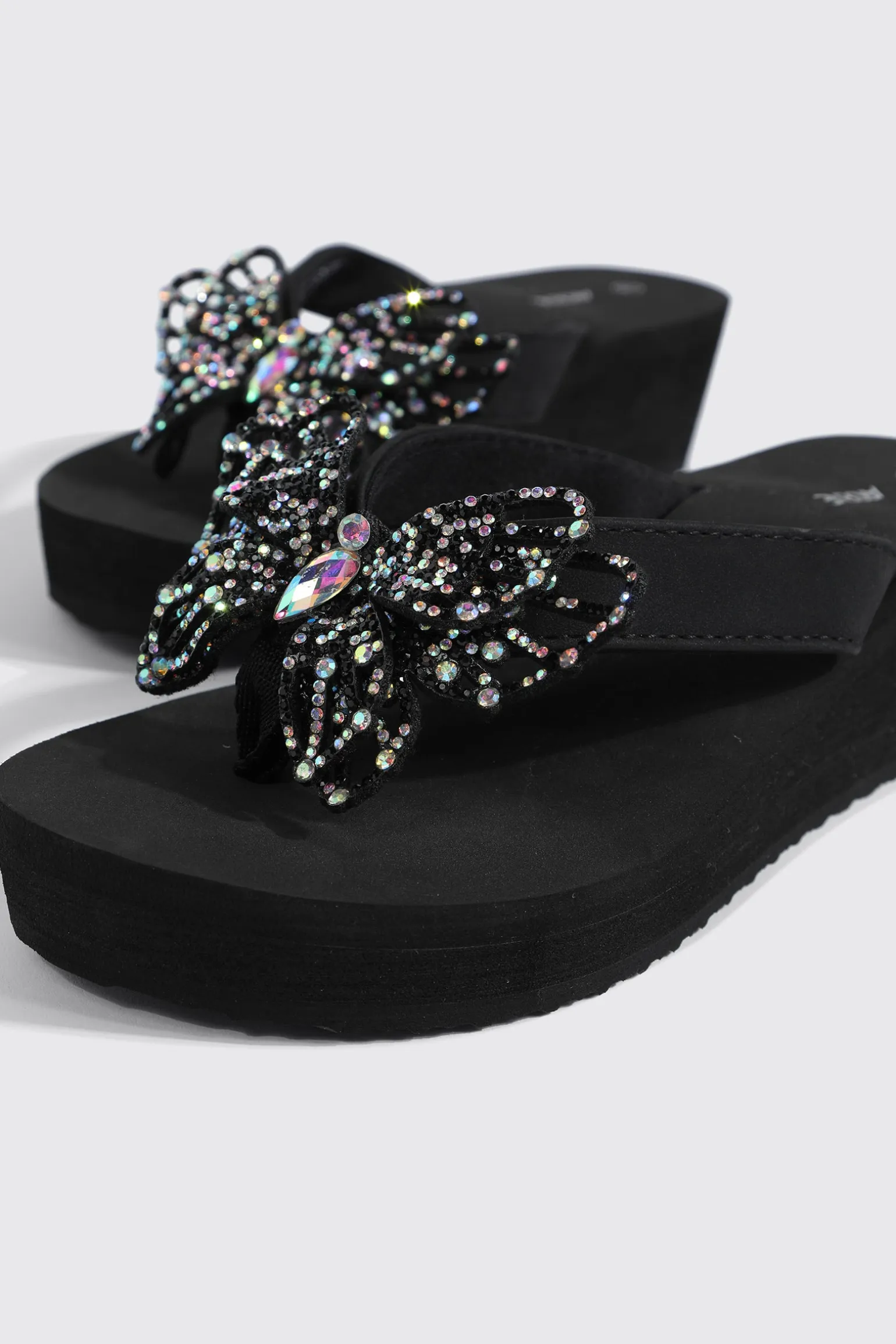 Butterfly Wedge Flip Flops