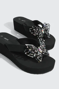 Butterfly Wedge Flip Flops