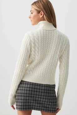 Cable Knit Crop Turtleneck Sweater