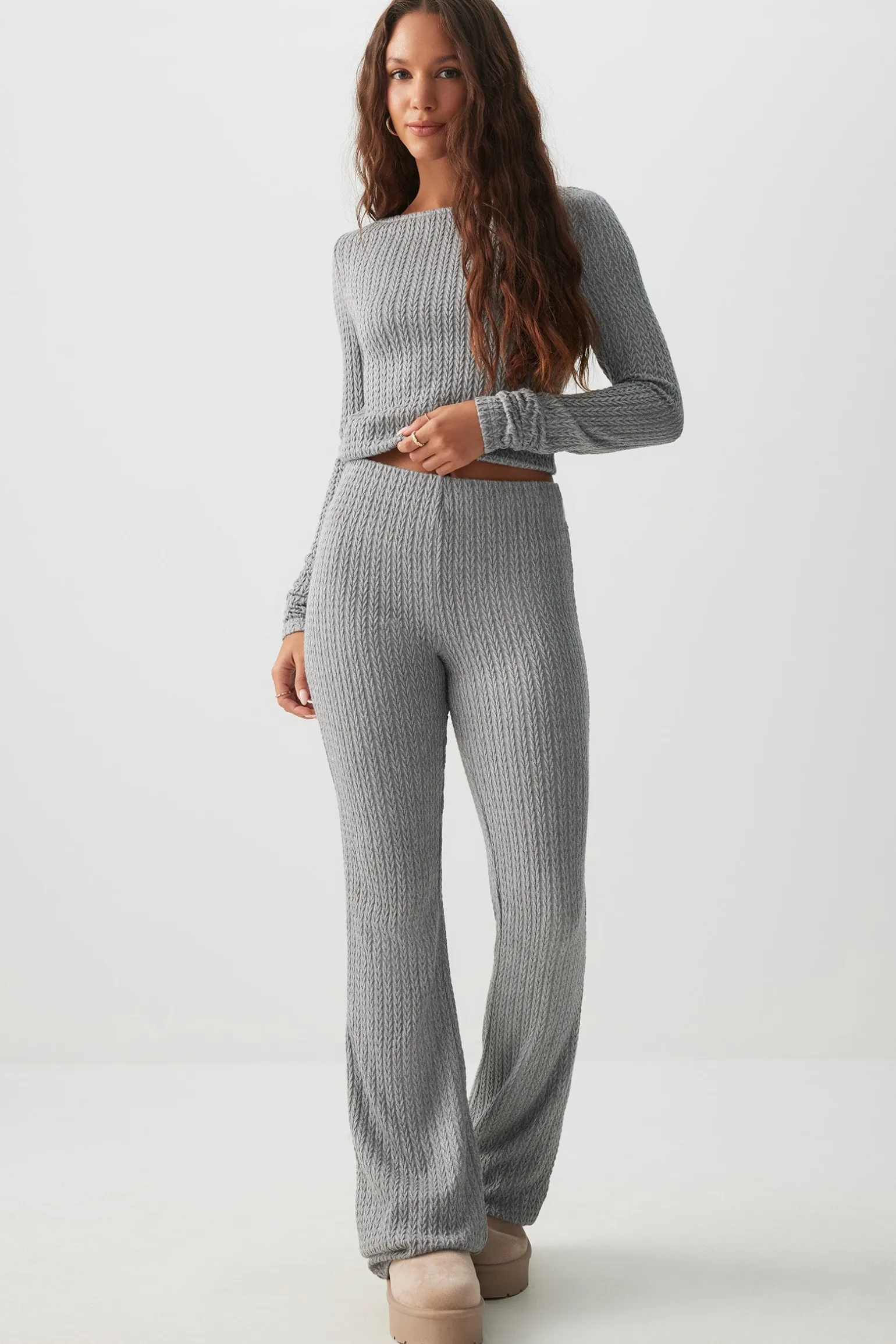 Cable Knit Flare Pants