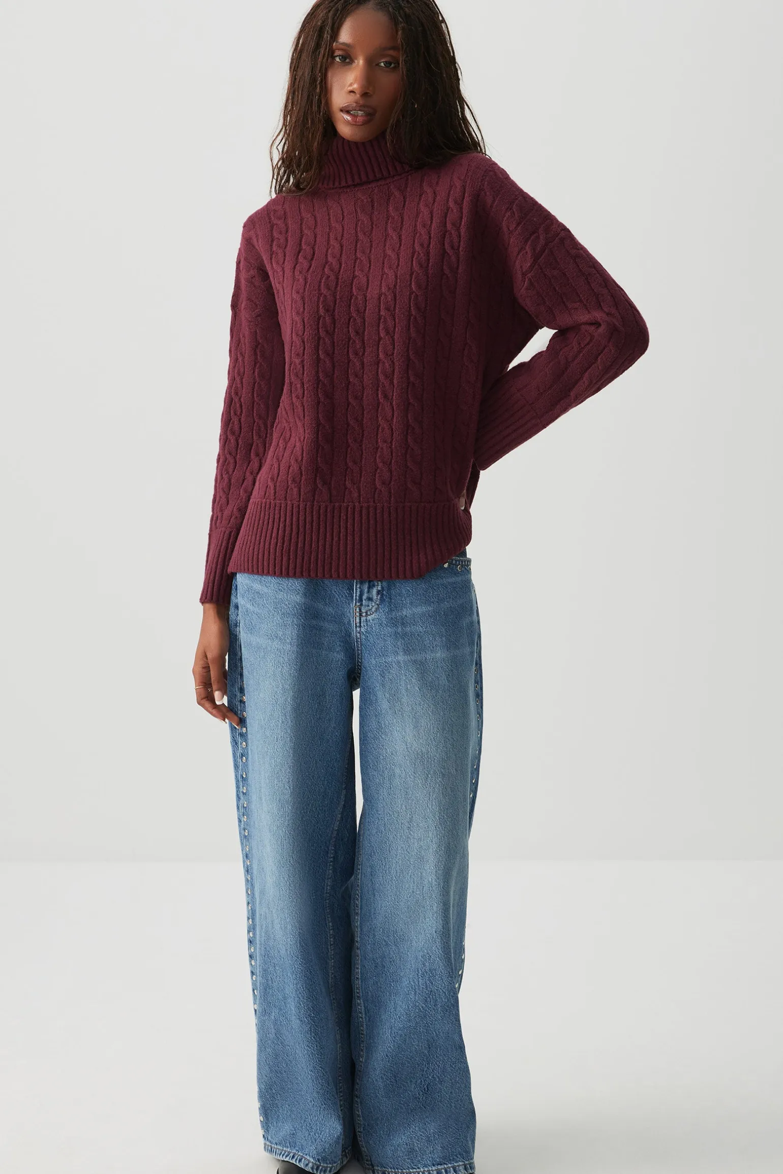 Cable Knit Turtleneck Sweater