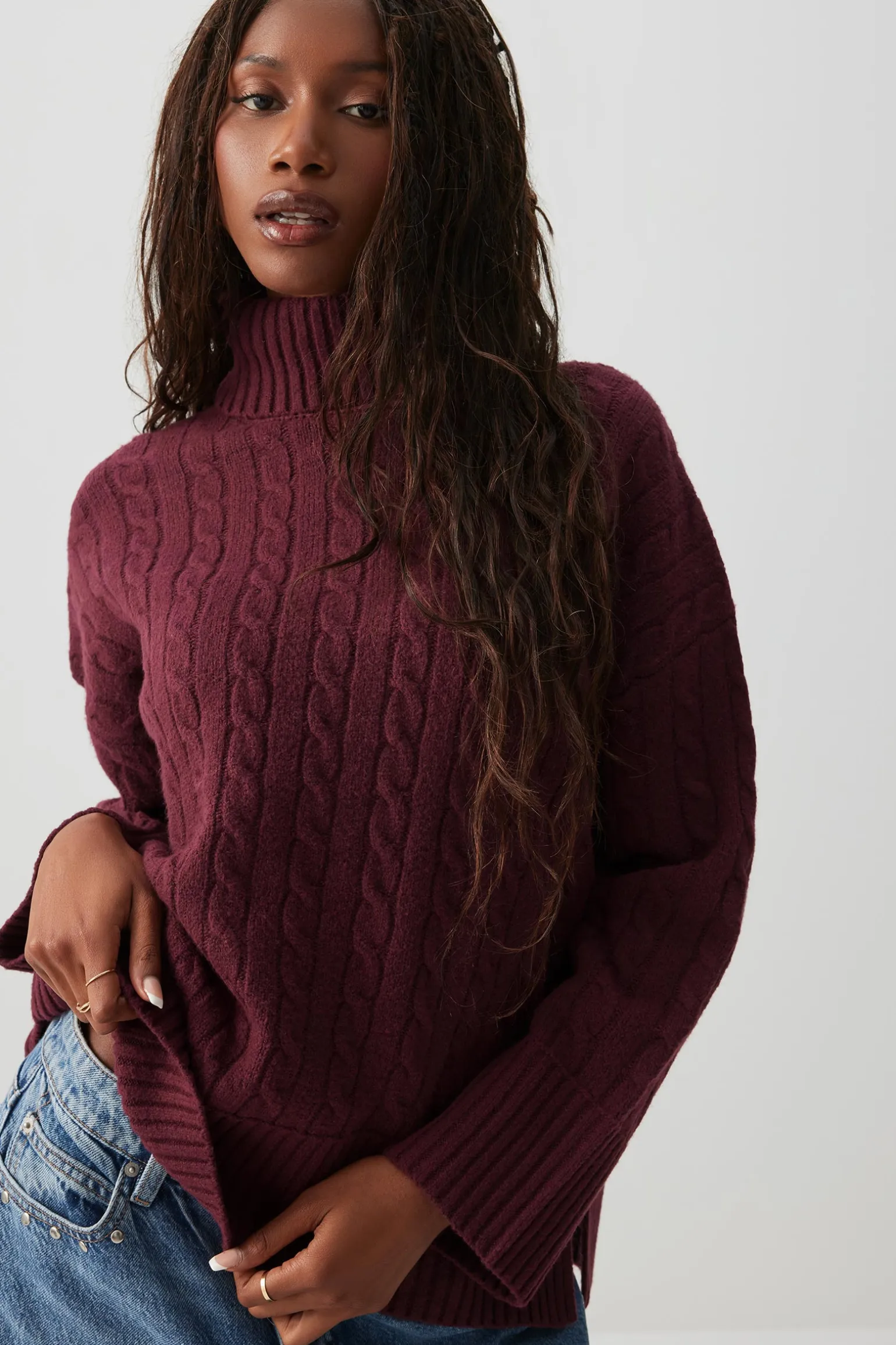 Cable Knit Turtleneck Sweater