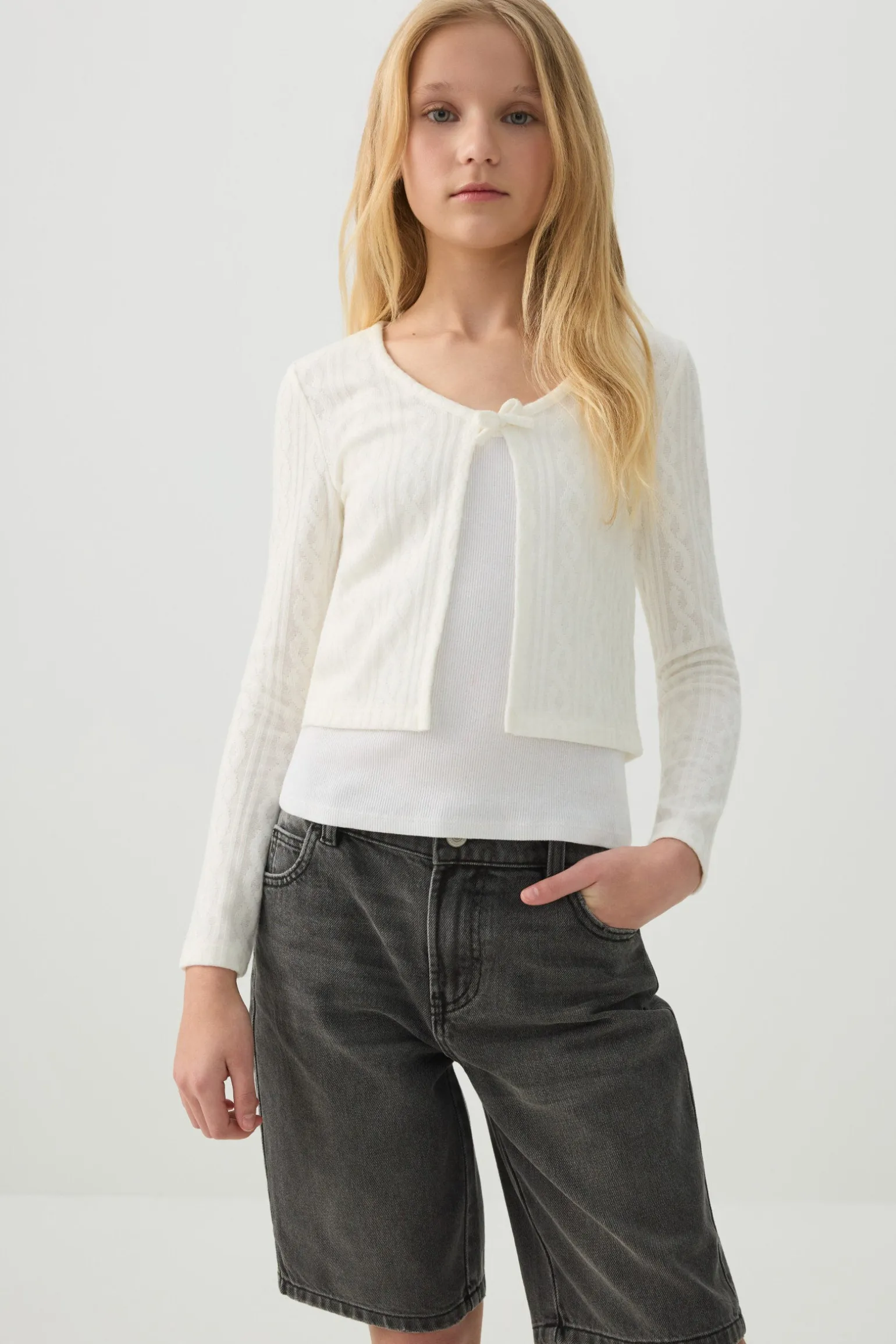 Cardigan with Bow Detail
