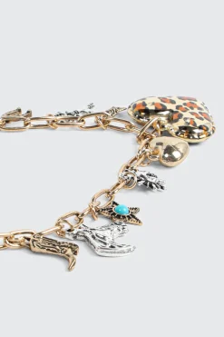 Charm Necklace with Leopard Heart Pendant