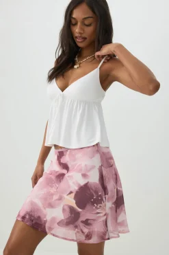 Chiffon A-Line Mini Skirt