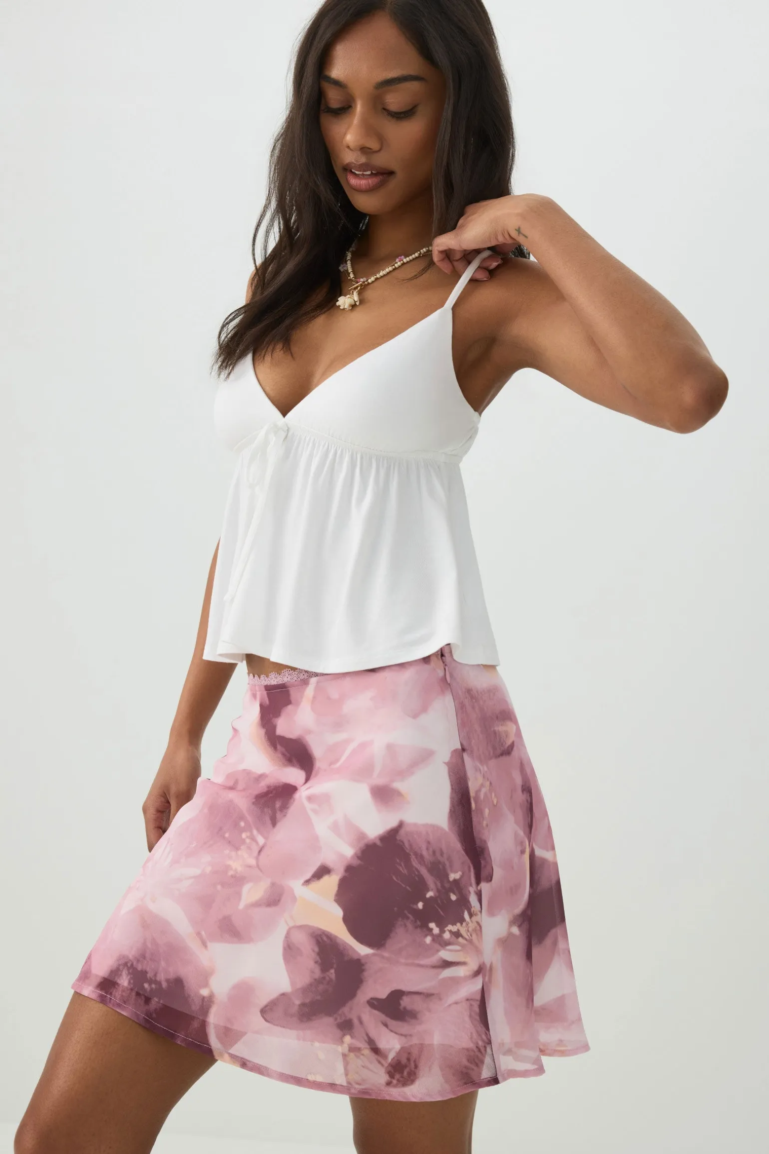 Chiffon A-Line Mini Skirt