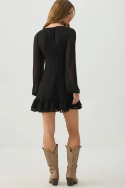 Chiffon Long Sleeve Mini Dress