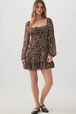 Chiffon Long Sleeve Mini Dress
