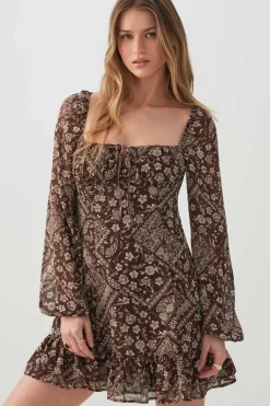 Chiffon Long Sleeve Mini Dress